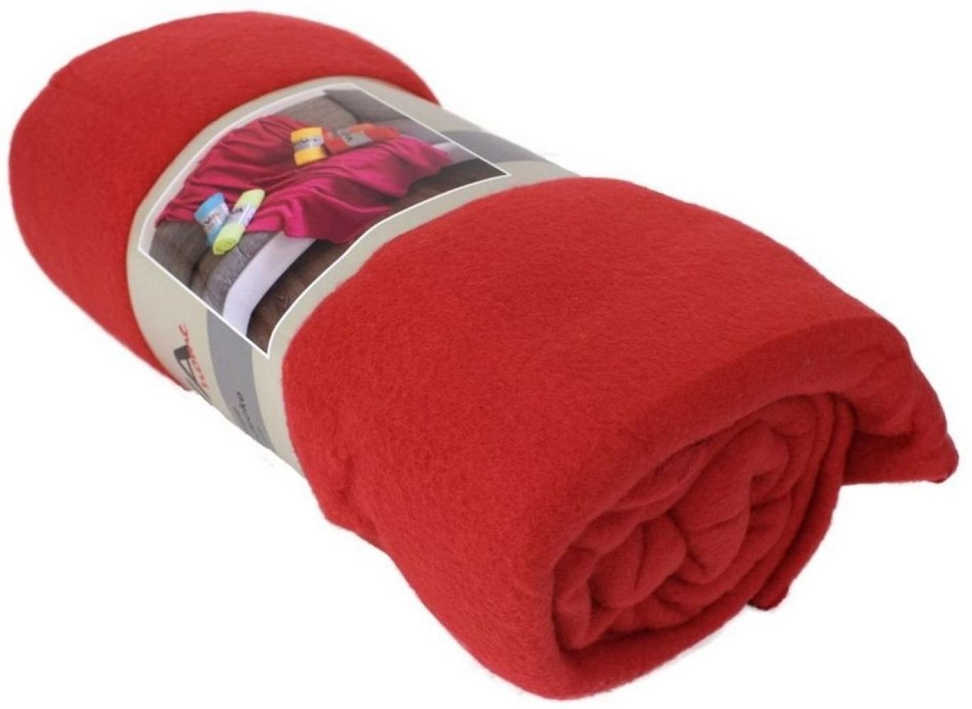 Fleecedecke Polarfleece versch. Unifarben 130x170cm Wohndecke Schlafdecke Decke rot Bild 1