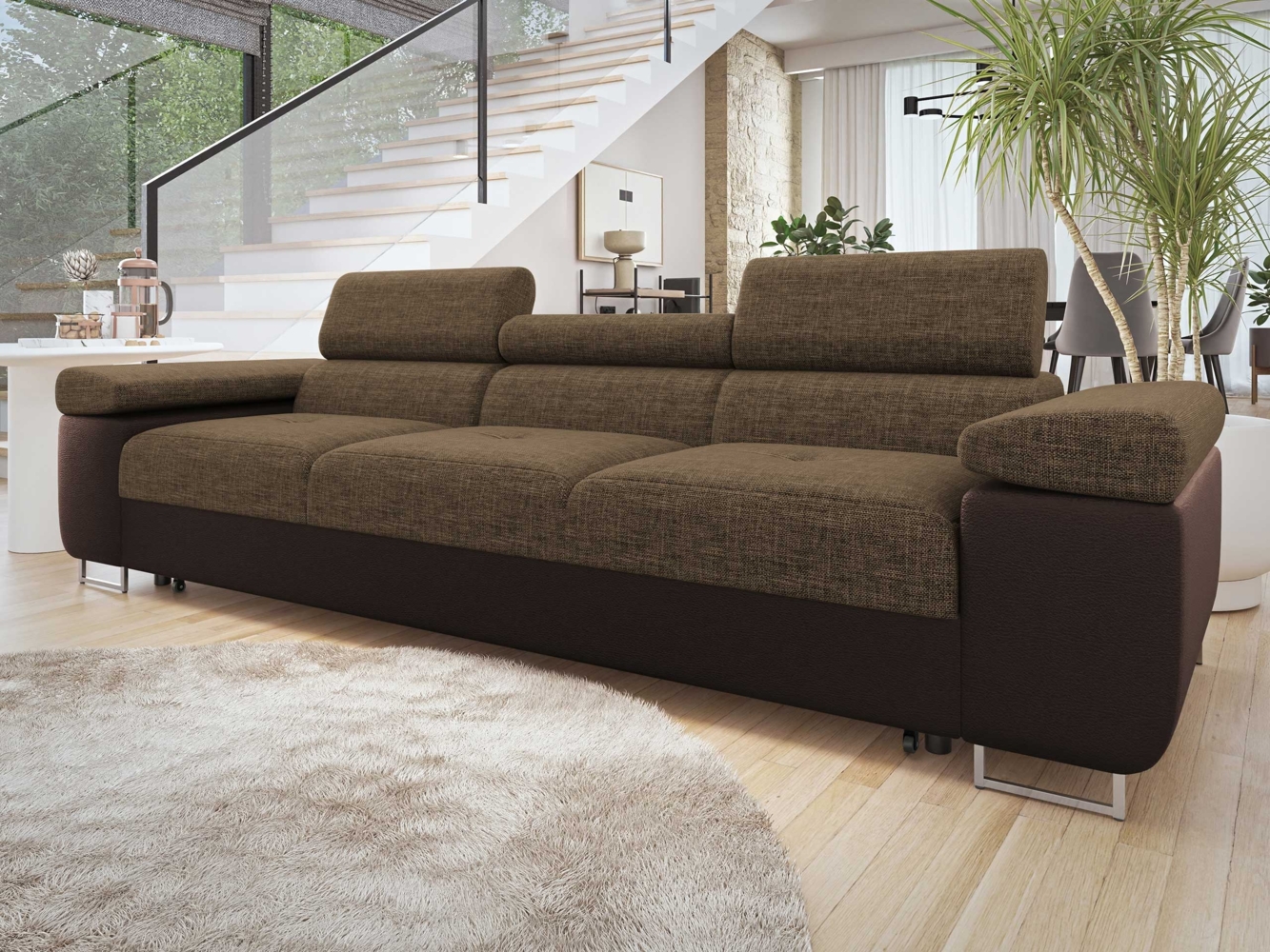 Schlafsofa Torezio III Bis mit Einstellbare Kopfstützen (Farbe: Soft 066 + Lux 03) Bild 1