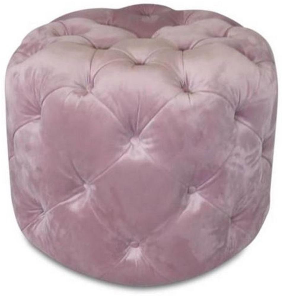 Casa Padrino Luxus Chesterfield Samt Hocker Rosa Ø 53 x H. 41 cm - Runder Sitzhocker - Chesterfield Möbel Bild 1