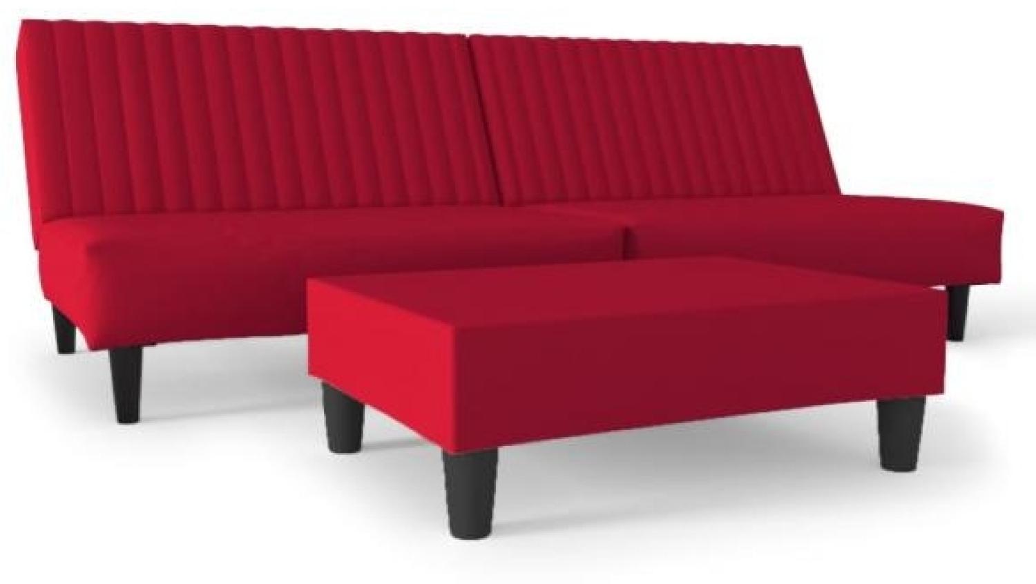 Schlafsofa 2-Sitzer mit Fußhocker Weinrot Samt Bild 1