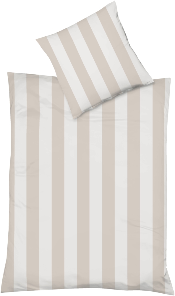 Fleuresse Mako-Satin Bettwäsche 240x220 Streifen Blockstreifen beige sand 114412-7 Bild 1