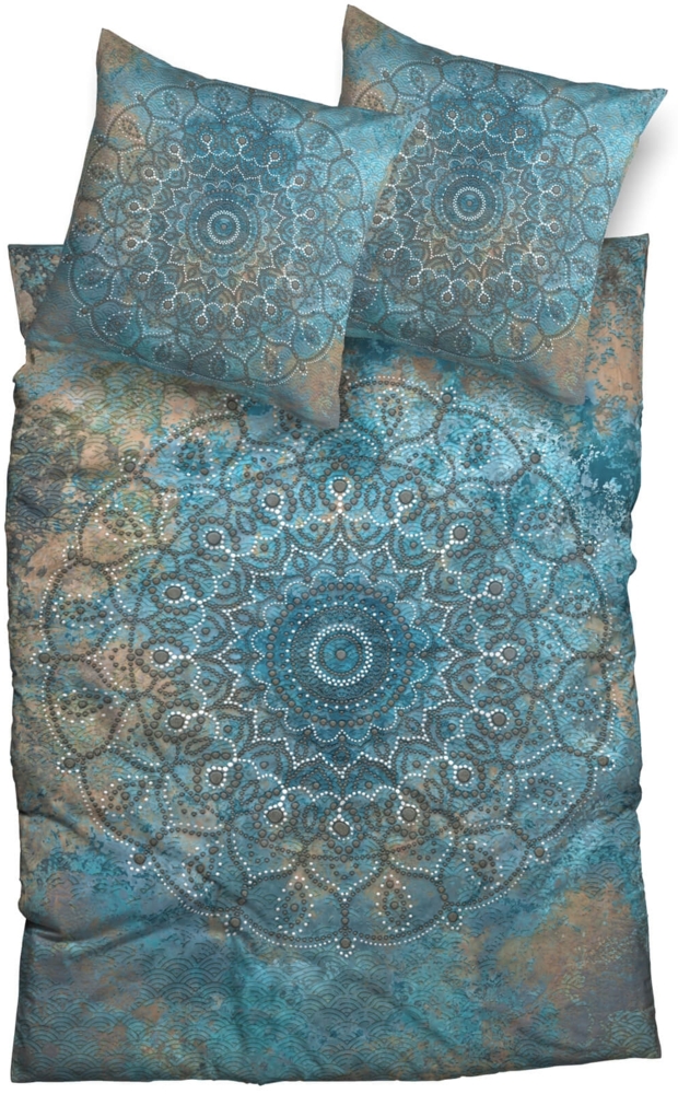 CASATEX Bettwäsche Sleep Tight Blau Satin 155 x 220 + 80 x 80 cm Bild 1