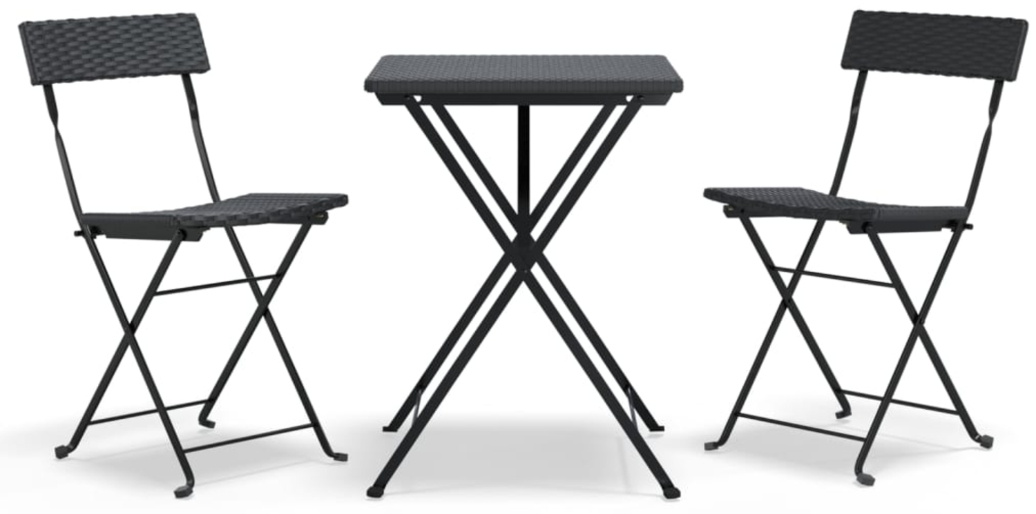 vidaXL 3-tlg. Bistro-Set Klappbar Schwarz Poly Rattan 319989 Bild 1