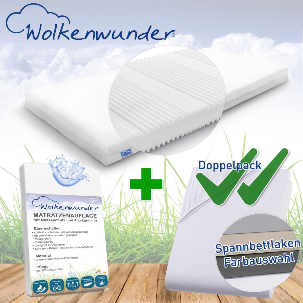 Wolkenwunder Multi Matratze / Hygieneauflage / 2x Spannbetttuch (natur) 90x200 cm Bild 1