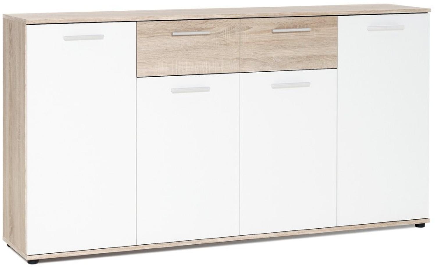 Kommode Jule 3 Sonoma Eiche weiß 160x85x35 cm Sideboard Schrank Bild 1