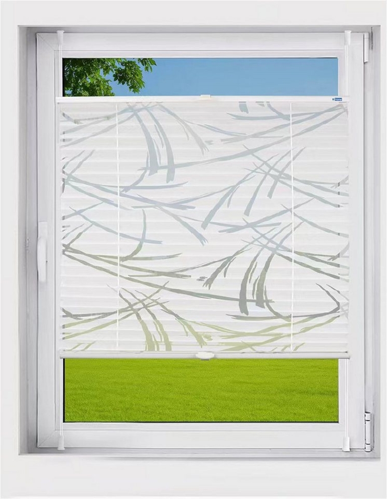 K-HOME Plissee Plissee Ausbrenner Streifen, Klemmfix, ohne Bohren, Lichtschutz, Lichtschutz, ohne Bohren, verspannt, Klemmfix, Klemmfix-Plissee mit Ausbrenner Stoff Bild 1