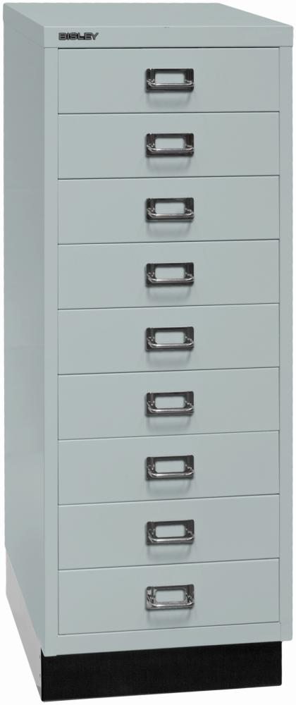 Bisley MultiDrawer™, 39er Serie mit Sockel, DIN A3, 9 Schubladen, Farbe lichtgrau Bild 1