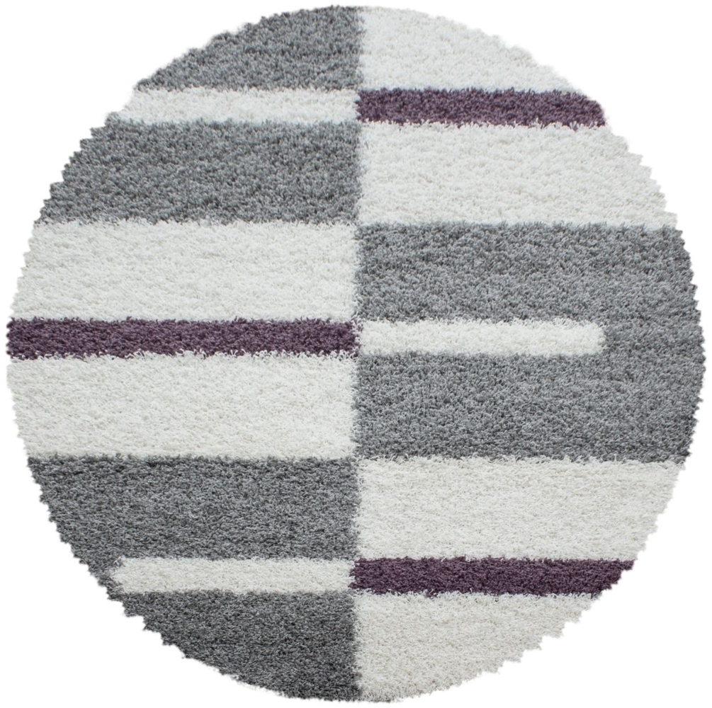 Hochflor Teppich Gianna rund - 120 cm Durchmesser - Lila Bild 1