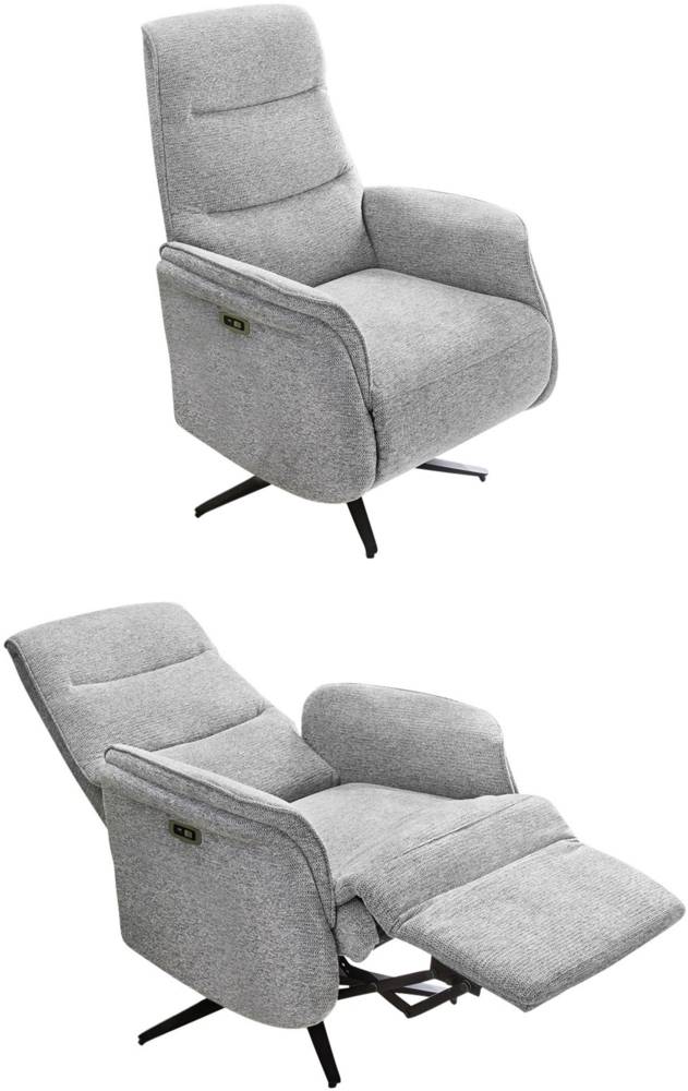 TV-RELAXSESSEL elektrisch mit Massage-/Heizfunktion, zweimotorische Verstellung B74/T89/H108 cm, Chenille-Bezug Grau Bild 1