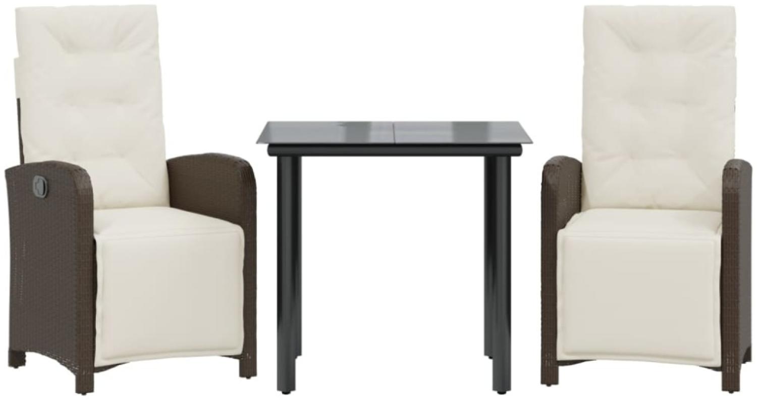 vidaXL 3-tlg. Bistro-Set mit Kissen Braun Poly Rattan 3212549 Bild 1