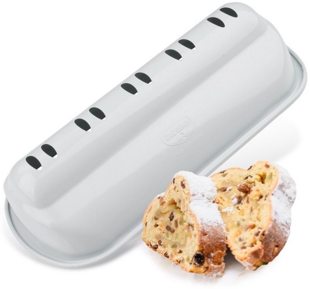 Dr. Oetker 1398 Stollenbackform White Christmas Baking, hochwertige Christstollenform, Backform für große Stollen, Stollenform sehr gute Antihaftbeschichtung, erstklassige Stollenhaube (Farbe: Weiß) Bild 1