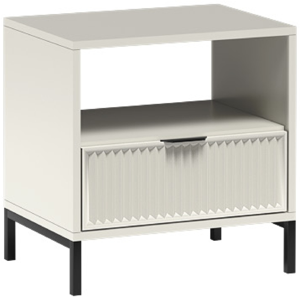 AX LIVING beiger Nachttisch mit Schublade Berlinette7 54,4x55,1x40,6cm Bild 1