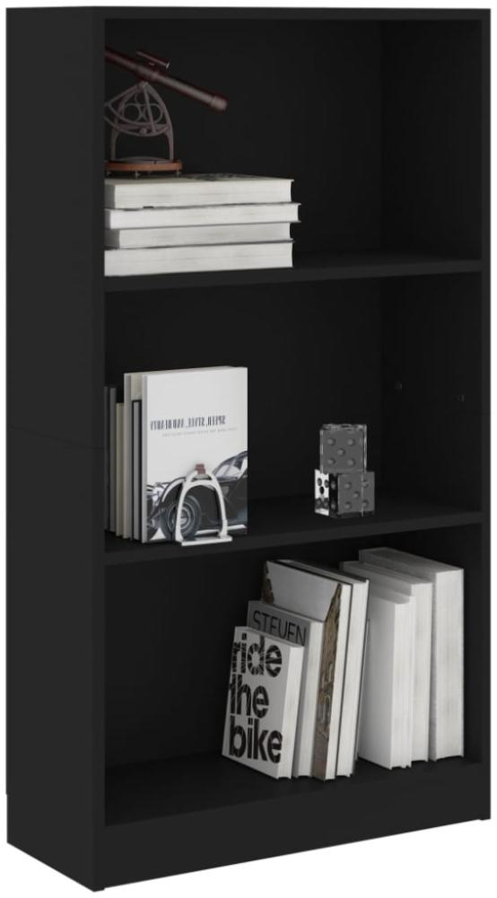 vidaXL Bücherregal 3 Fächer Schwarz 60x24x109 cm Holzwerkstoff 800865 Bild 1