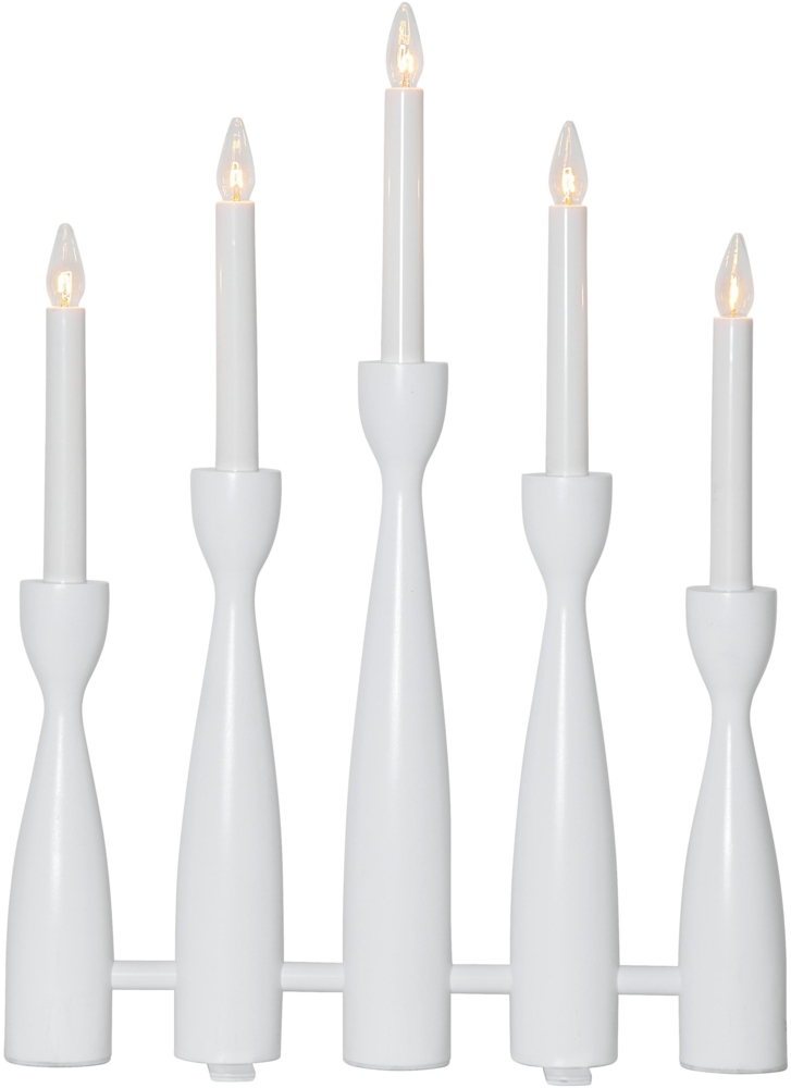 Kerzenleuchter ,Midja', LED, 5-armig, Holz, weiß Bild 1