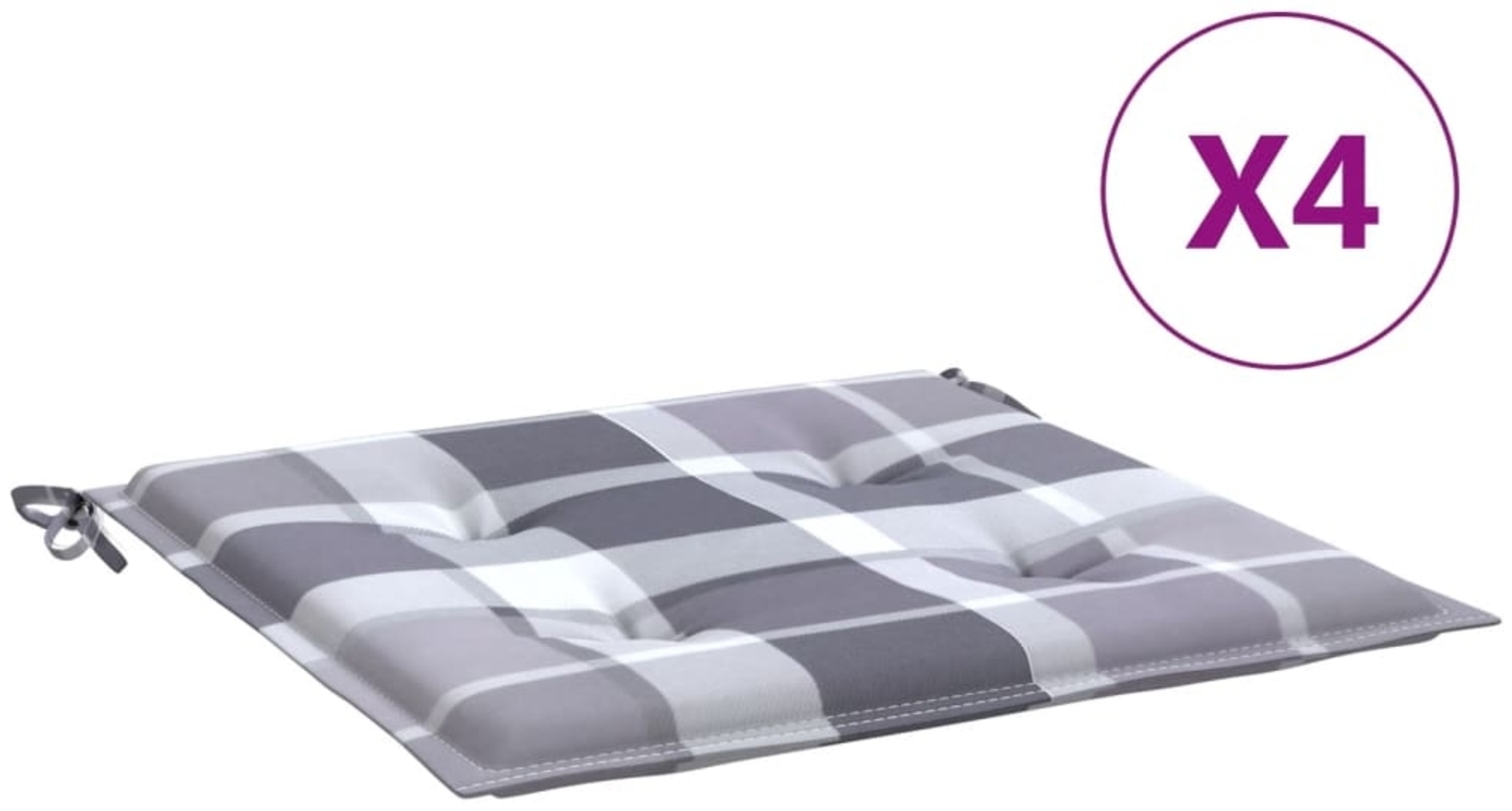 vidaXL Gartenstuhl-Kissen 4 Stk. Grau Karomuster 40x40x4 cm 314036 Bild 1
