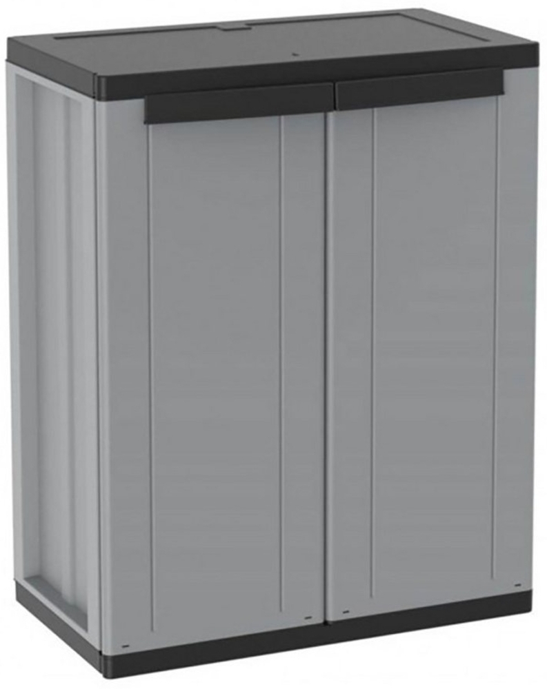 Kreher Mehrzweckschrank Kunststoffschrank mit 1 Boden (Schwarz/Grau) Bild 1