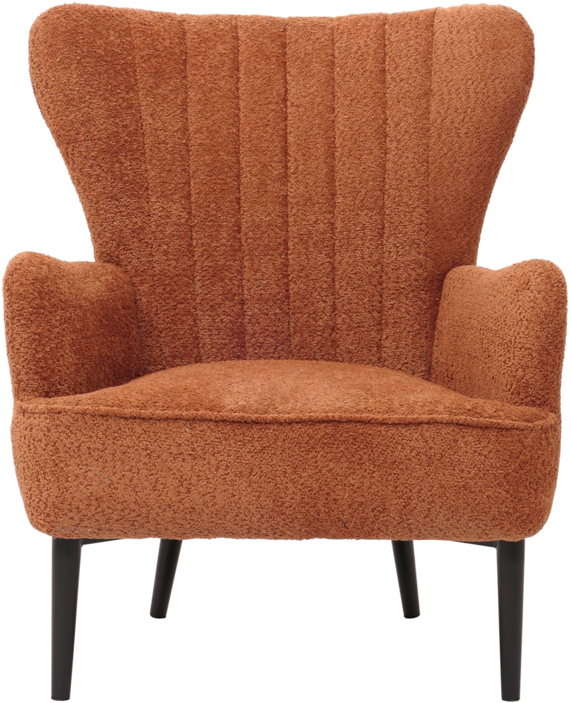 Lounge-Sessel HWC-K37, Cocktail-/Ohrensessel Polsterstuhl Retro Vintage Stoff Chenille (500g/m²) Öko-Tex ~ orange Bild 1