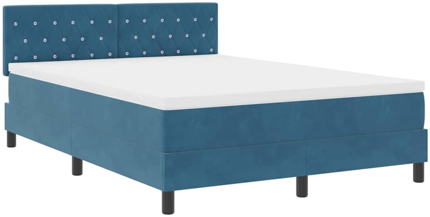 vidaXL Boxspringbett mit Matratze Dunkelblau 140 x 190 cm Stoff 3339108 Bild 1