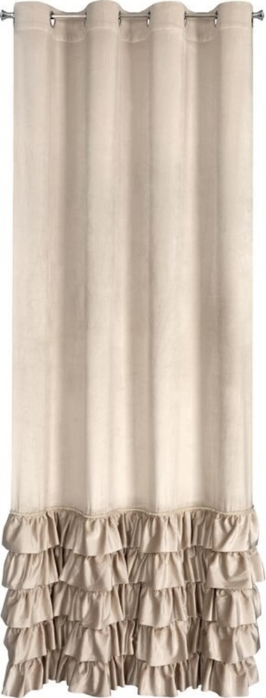 Eurofirany 'CARLI' Ösenvorhang mit Rüschen, Velours, Polyester beige, 140x250 cm Bild 1