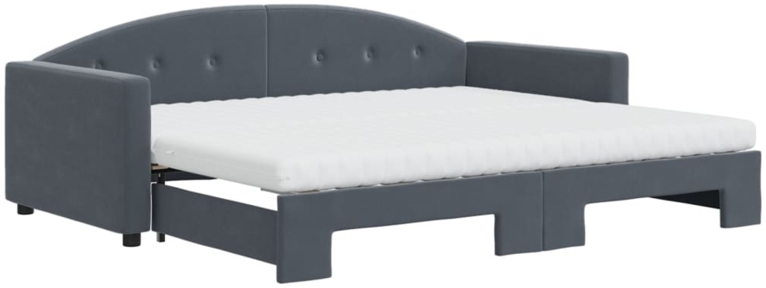 vidaXL Tagesbett Ausziehbar mit Matratzen Dunkelgrau 90x190 cm Samt 3197339 Bild 1