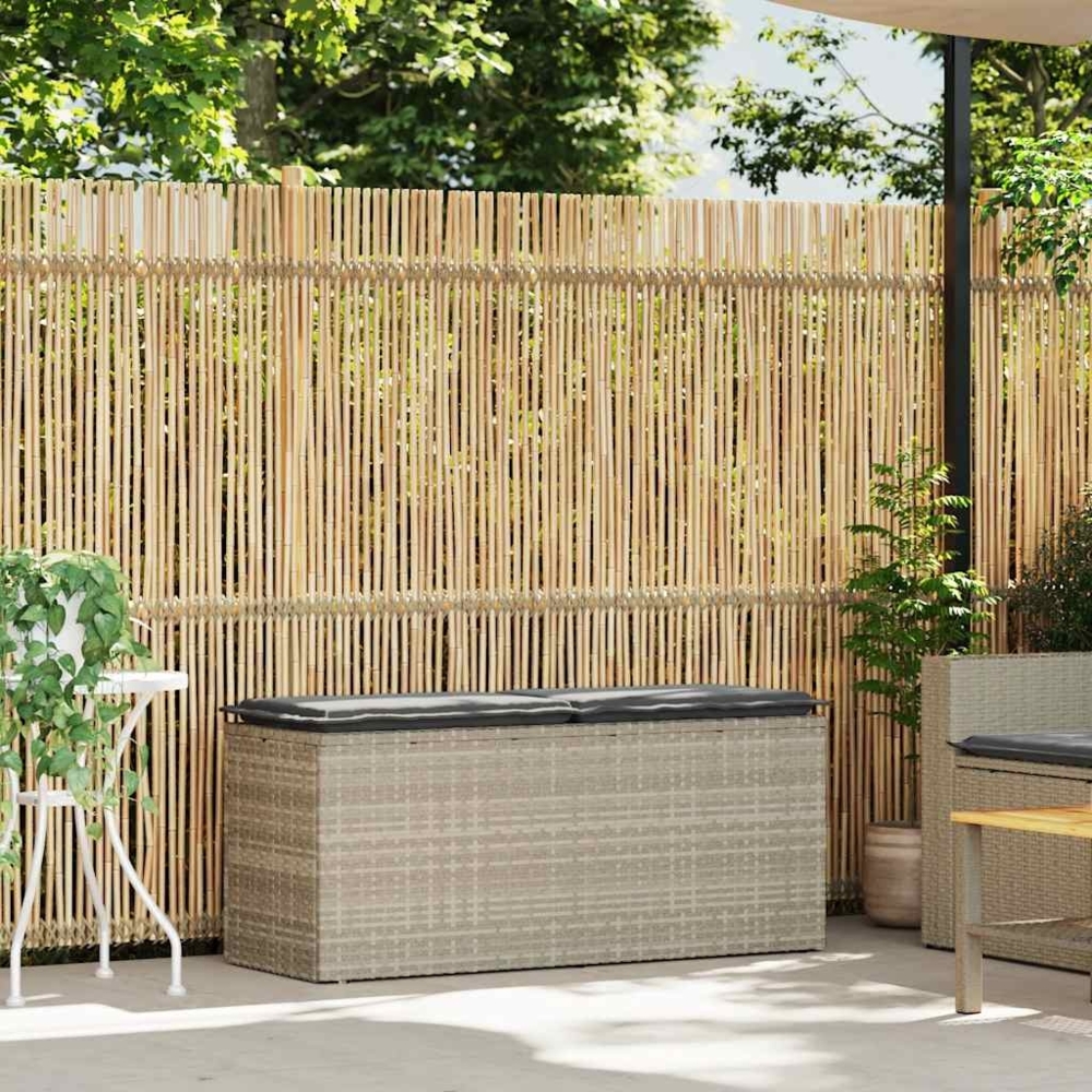 vidaXL Gartenbank mit Kissen Hellgrau 110x40x44 cm Poly Rattan 4104150 Bild 1