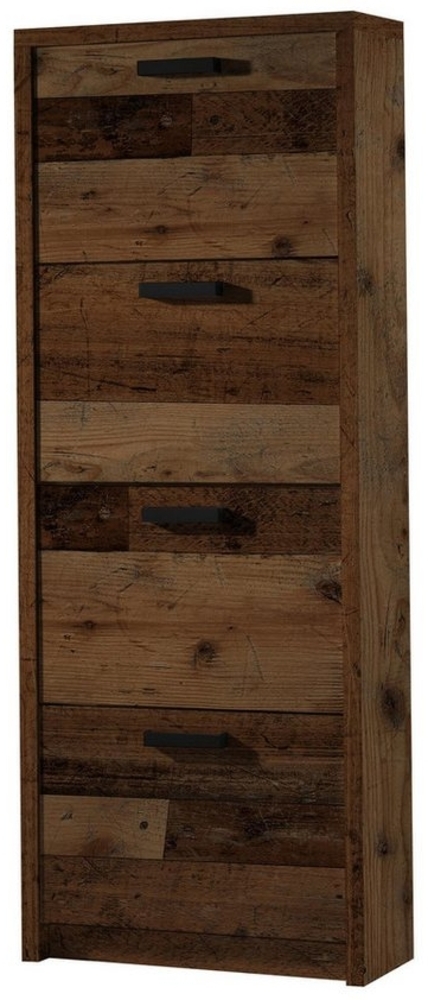 Schuhkipper Schuhschrank Garderobe 4 Doppelwalzen 64 x 164 x 24 cm Texas Oak Bild 1