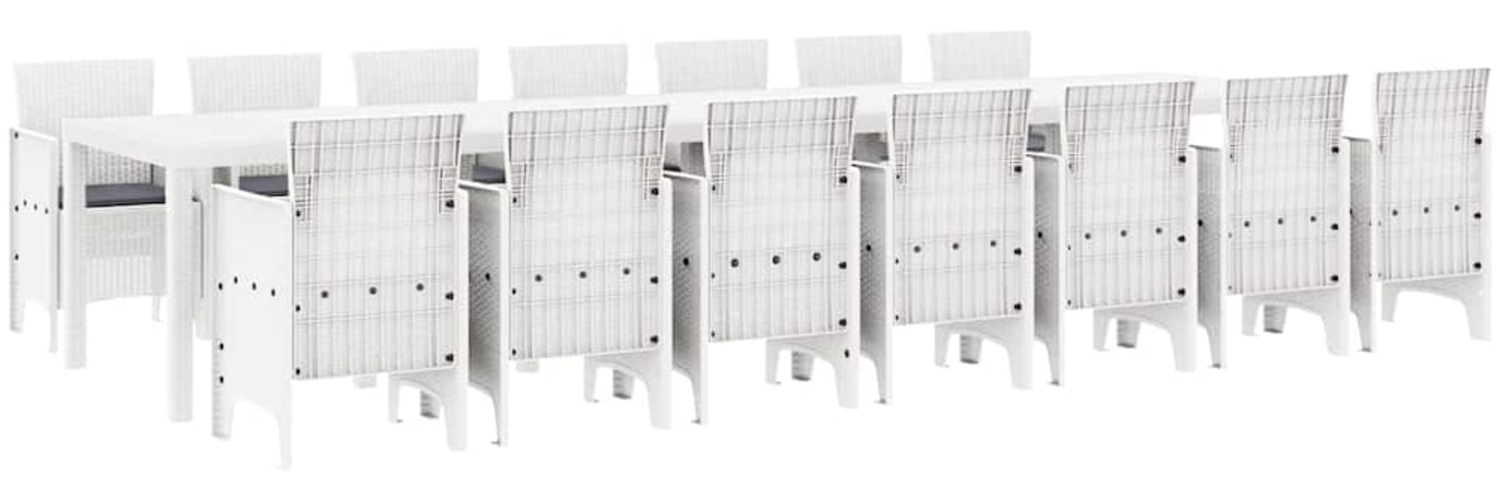 vidaXL Garten-Esszimmergarnitur mit Kissen mit Kissen 15 pcs Weiß PP 3378805 Bild 1