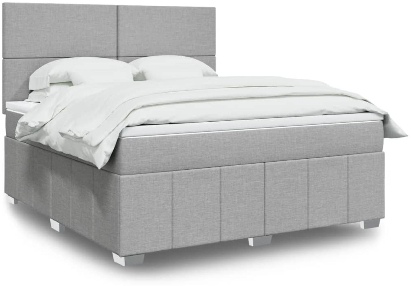 vidaXL Boxspringbett mit Matratze Hellgrau 180x200 cm Stoff 3294040 Bild 1