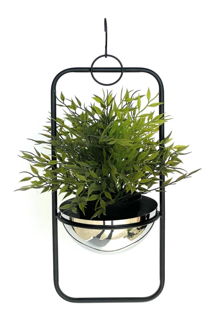 DanDiBo Blumenampel Innen Metall Wand Hängepflanzen 45 cm 96083 S mit Topf Silber Pflanzenhänger Blumenhänger Topfhänger Blumen Blumentopfhänger Hängetopf Bild 1