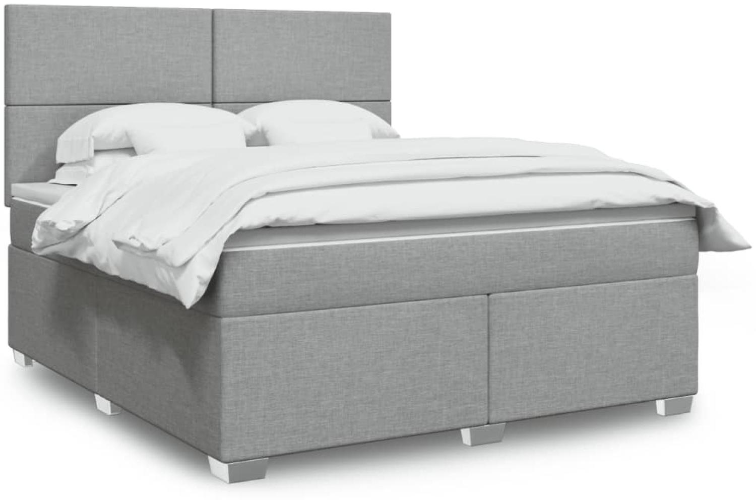 vidaXL Boxspringbett mit Matratze Hellgrau 180x200 cm Stoff 3292860 Bild 1