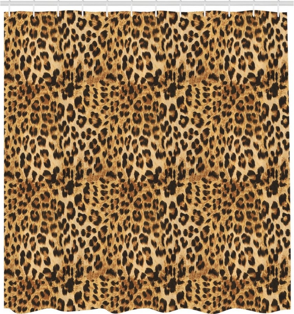 Abakuhaus Duschvorhang Moderner Digitaldruck mit 12 Haken auf Stoff Wasser Resistent Breite 175 cm, Höhe 180 cm, Braun Leopard-Druck Bild 1