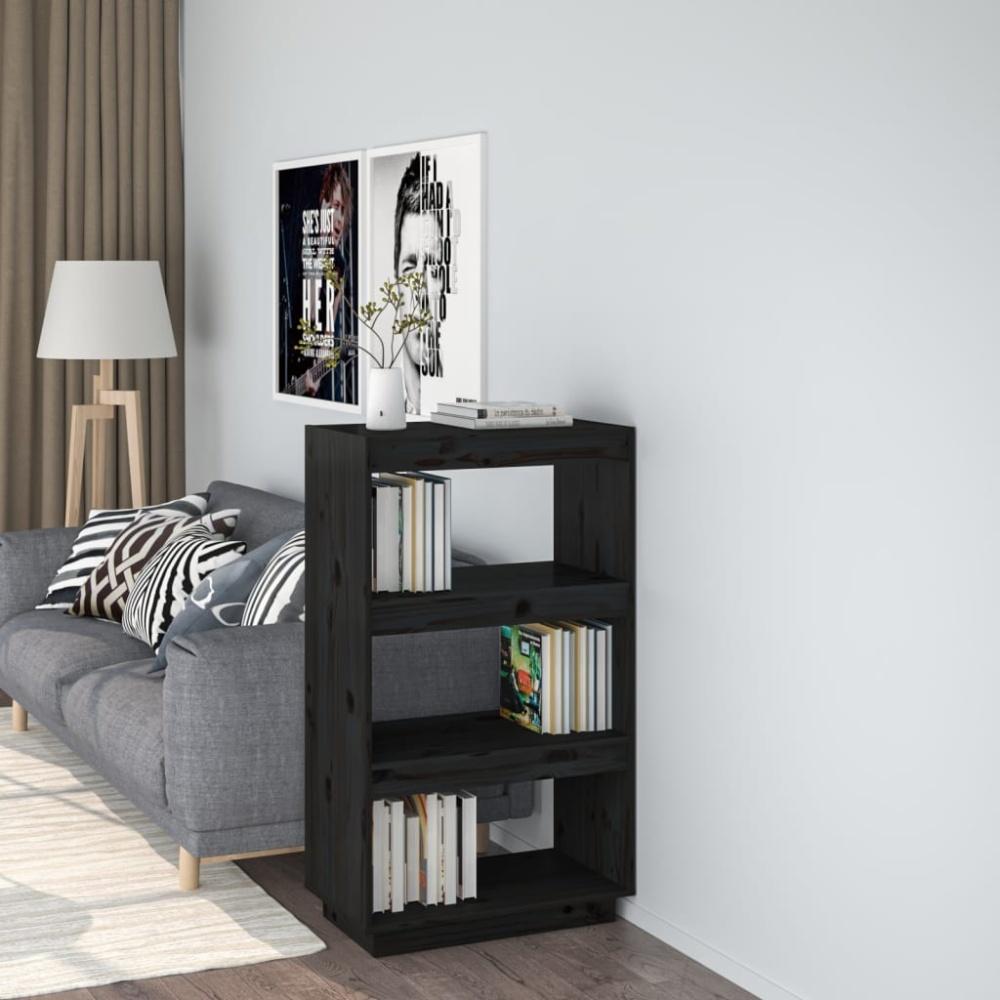 vidaXL Bücherregal/Raumteiler Schwarz 60 x 35 x 103 cm Massivholz Kiefer 810868 Bild 1