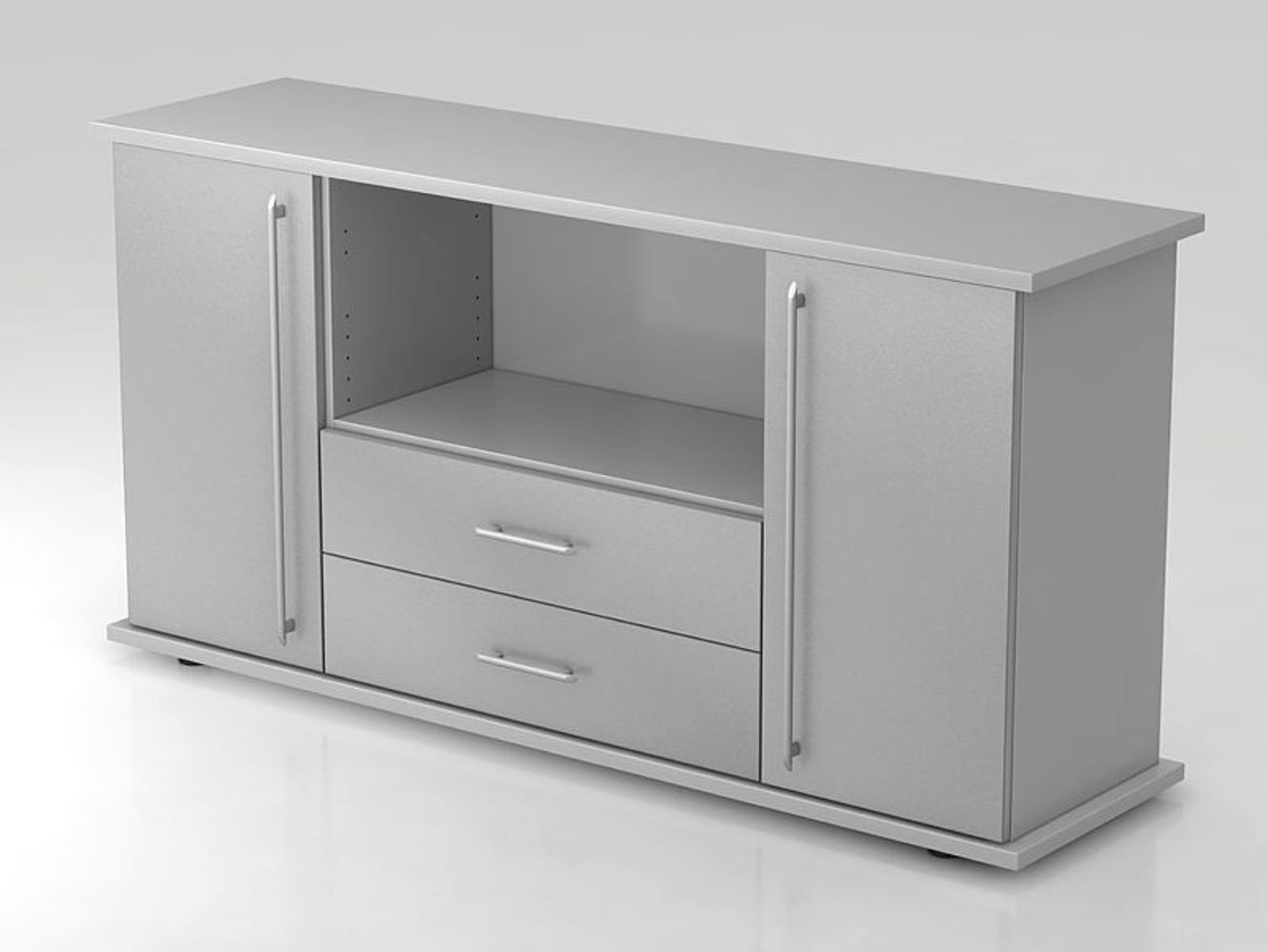 Sideboard 2 Türen, 2 Schübe RE Grau / Silber Bild 1