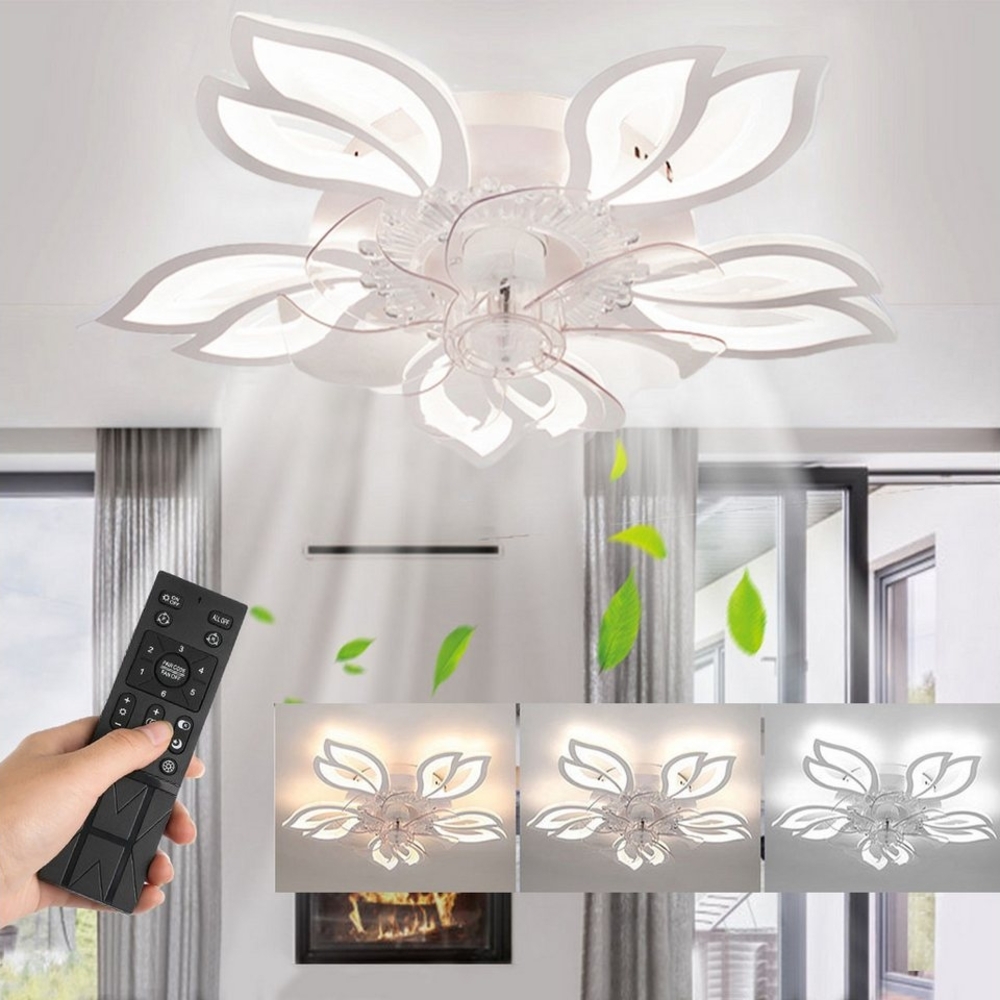 oyajia LED Deckenleuchte 60W Moderne LED-Deckenleuchte mit Lüfter, LED Deckenventilator, LED fest integriert, Kaltweiß/Naturweiß/Warmweiß, 3-Farbwechsel und 3 Geschwindigkeiten,Regelung der Innentemperatur Bild 1