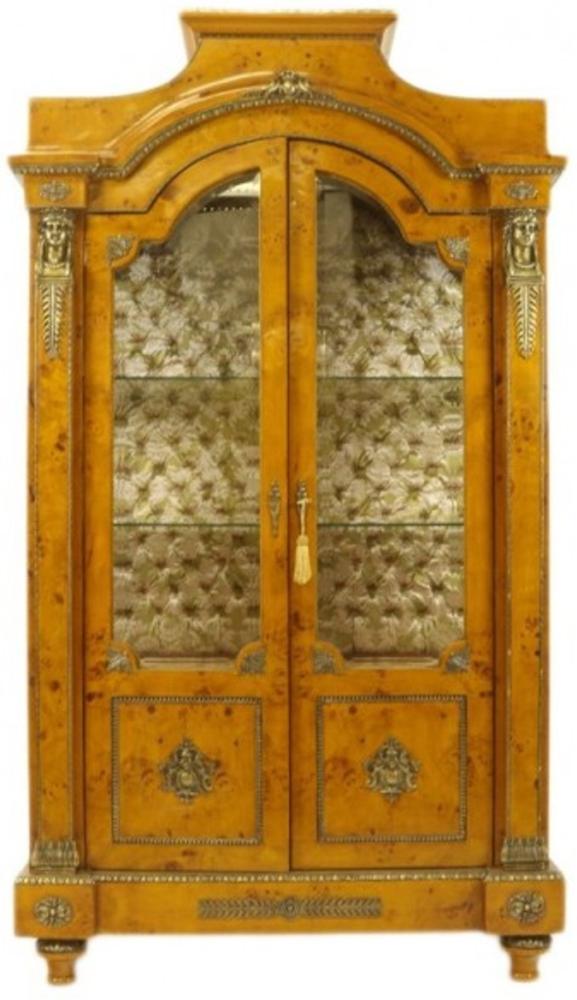 Casa Padrino Empire Vitrine Vogelaugenahorn 195 x 110 cm - Handgefertigt aus Massivholz - Barock Vitrinenschrank Bild 1