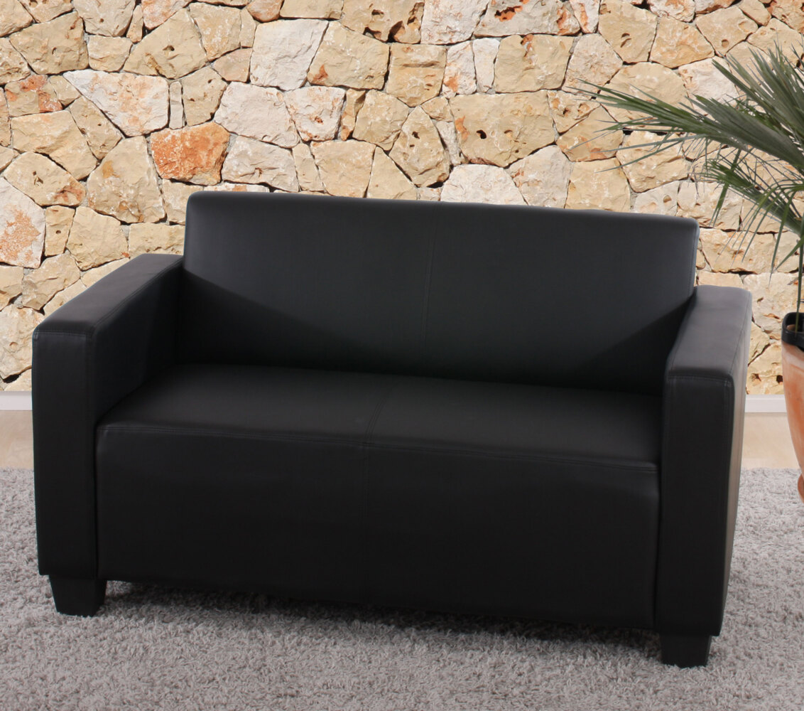 Modular 2er Sofa Couch Lyon Loungesofa Kunstleder 136cm ~ schwarz Bild 1