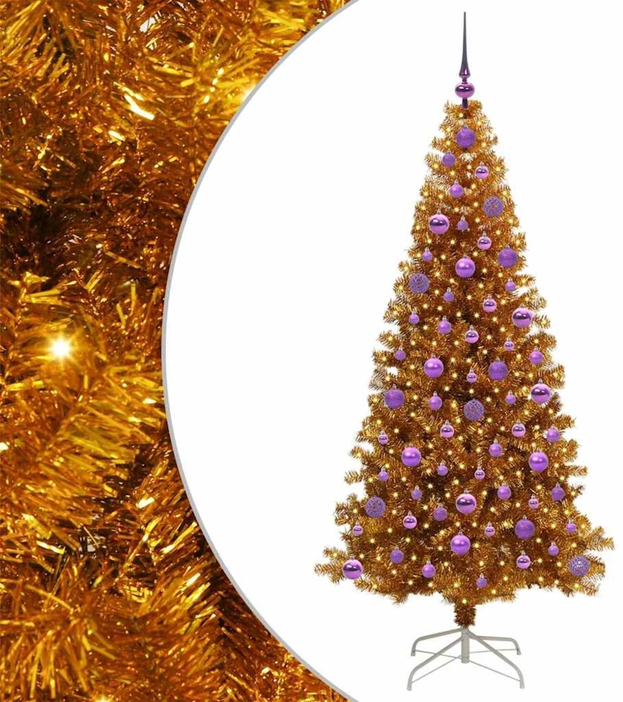 vidaXL Weihnachtsbaum mit 300 LEDs mit Ständer Gold 180 cm Haustier 3396631 Bild 1