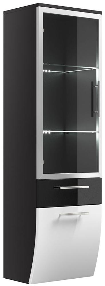 Hochschrank Hochglanz weiß, anthrazit TALONA-02 Glasrahmentür, B x H x T ca. : 40 x 134,5 x 30 cm Bild 1