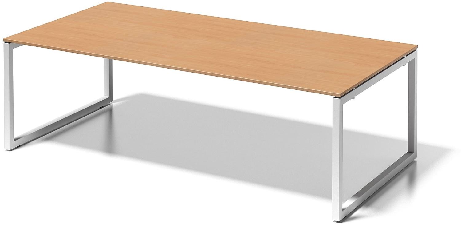 Cito Chefarbeitsplatz/Konferenztisch, 740 mm höhenfixes O-Gestell, H 19 x B 2400 x T 1200 mm, Dekor buche, Gestell verkehrsweiß Bild 1