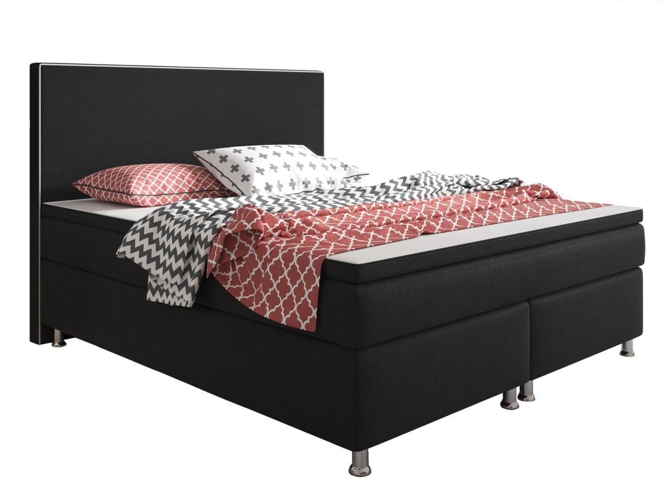 Boxspringbett King Size 180x200 cm Webstoff Schwarz Bild 1