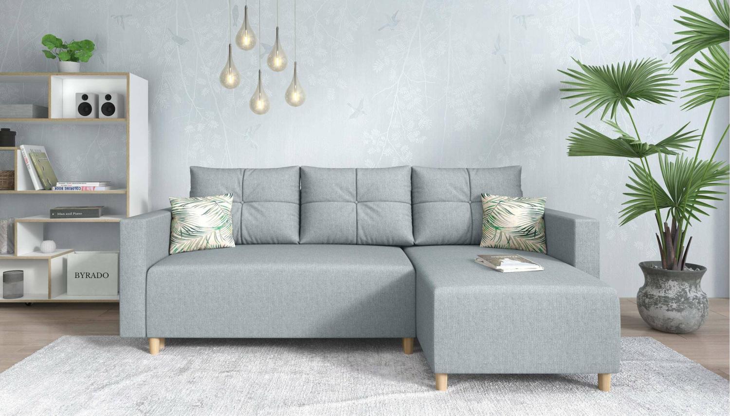 Stylefy Lamone Ecksofa Strukturstoff Grau Rechts Bild 1