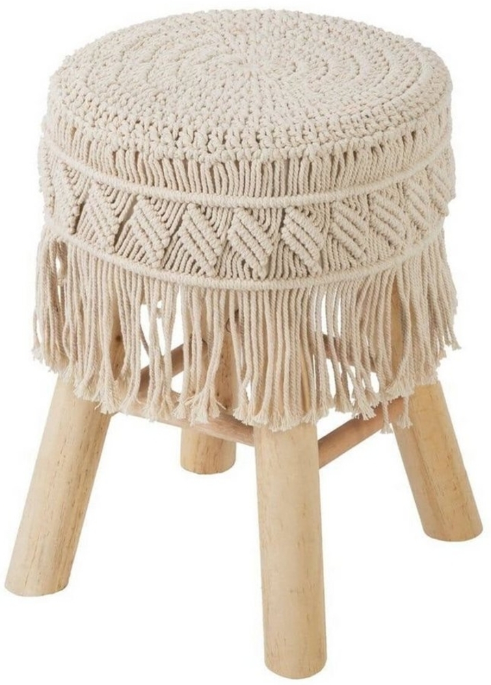 Hocker - Makramee und Holz - Beige - Atmosphera créateur d'intérieur Bild 1