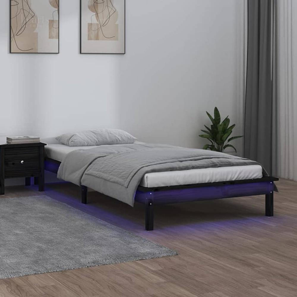 Massivholzbett mit LEDs Schwarz 90x190 cm 3FT Single [820640] Bild 1