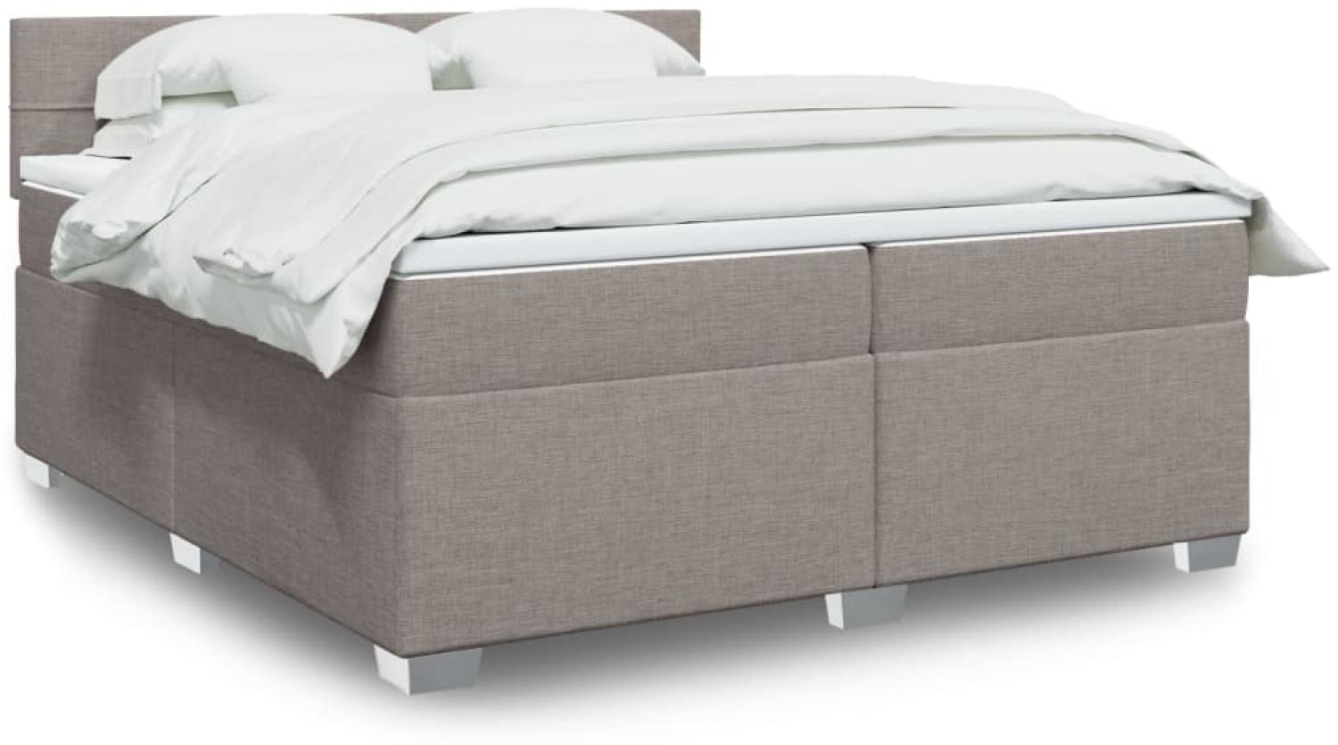 vidaXL Boxspringbett mit Matratze Taupe 200x200 cm Stoff 3288299 Bild 1