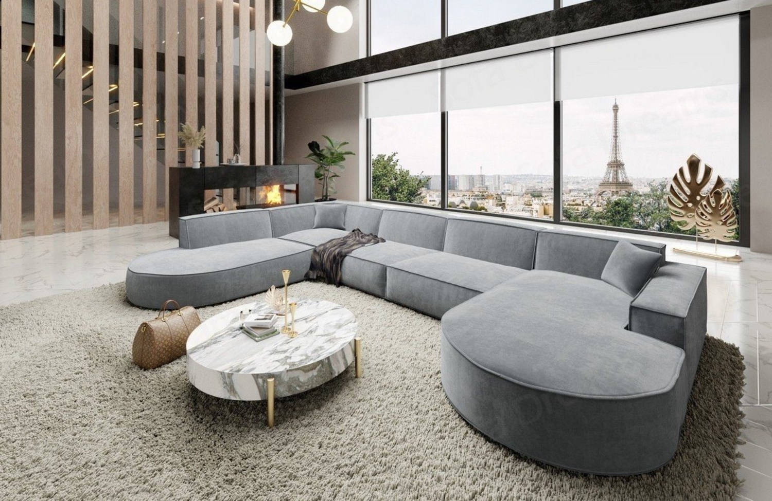 Sofa Dreams Wohnlandschaft Designer Stoff Sofa Modern Couch Alegranza U Form Stoffsofa, Loungesofa Bild 1
