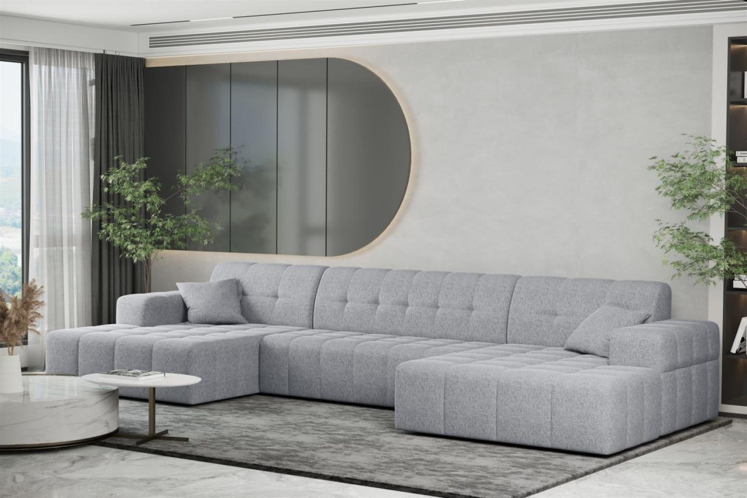 Wohnlandschaft Sofa U-Form NANCY in Stoff Neve Hellgrau Bild 1