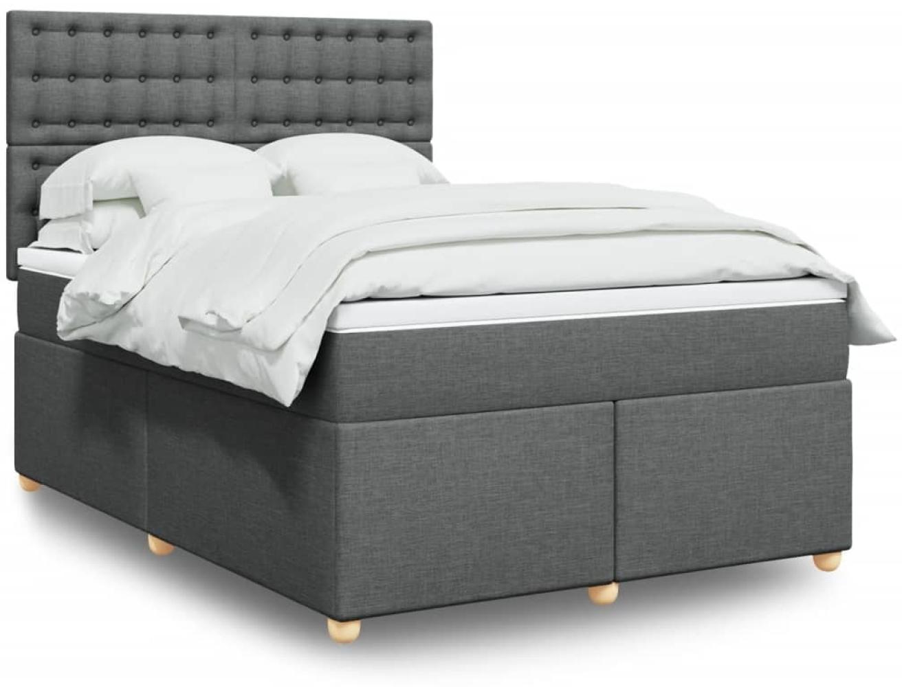 vidaXL Boxspringbett mit Matratze Dunkelgrau 140x190 cm Stoff 3291290 Bild 1