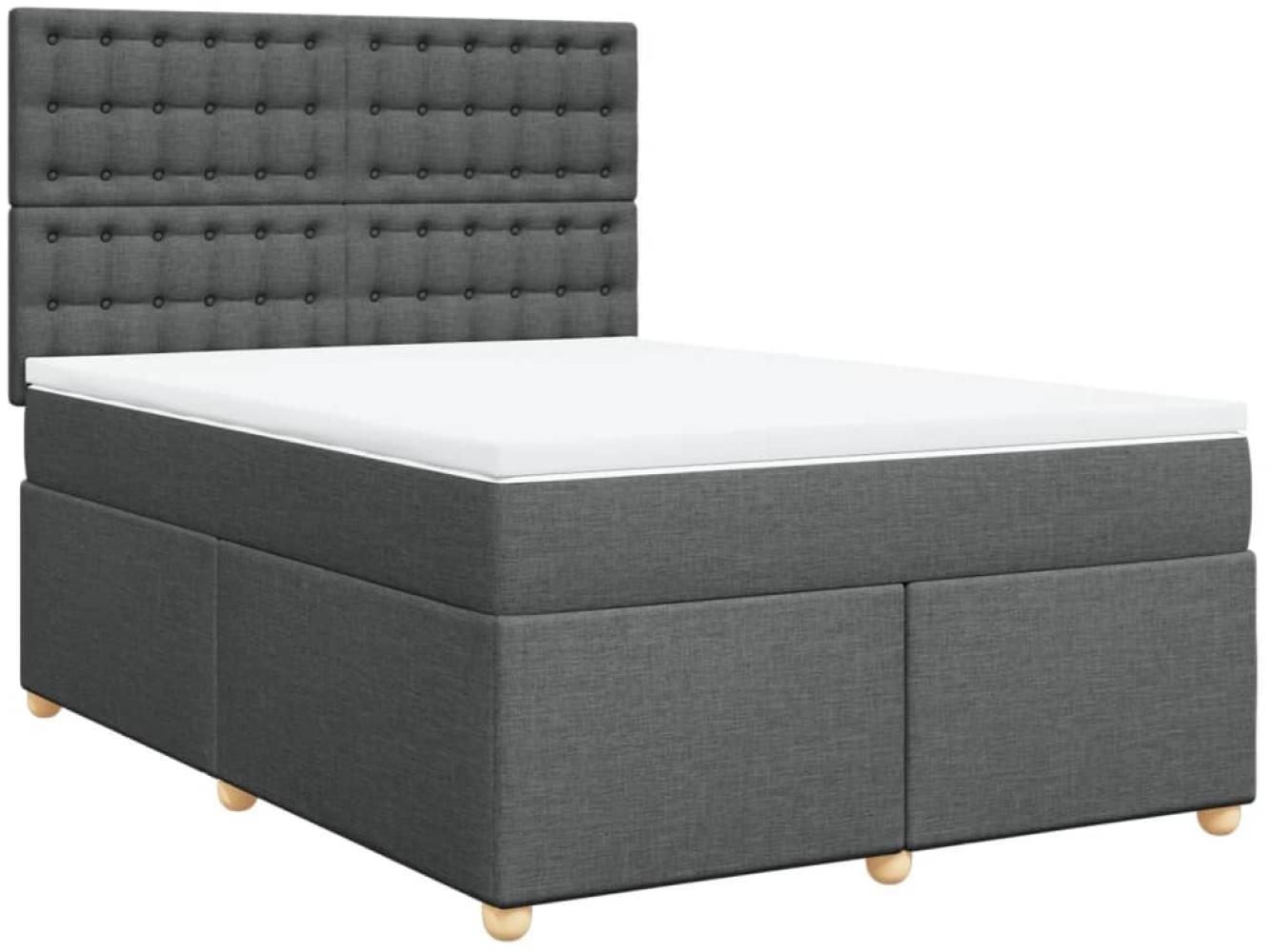 vidaXL Boxspringbett mit Matratze Dunkelgrau 140x190 cm Stoff 3291290 Bild 1