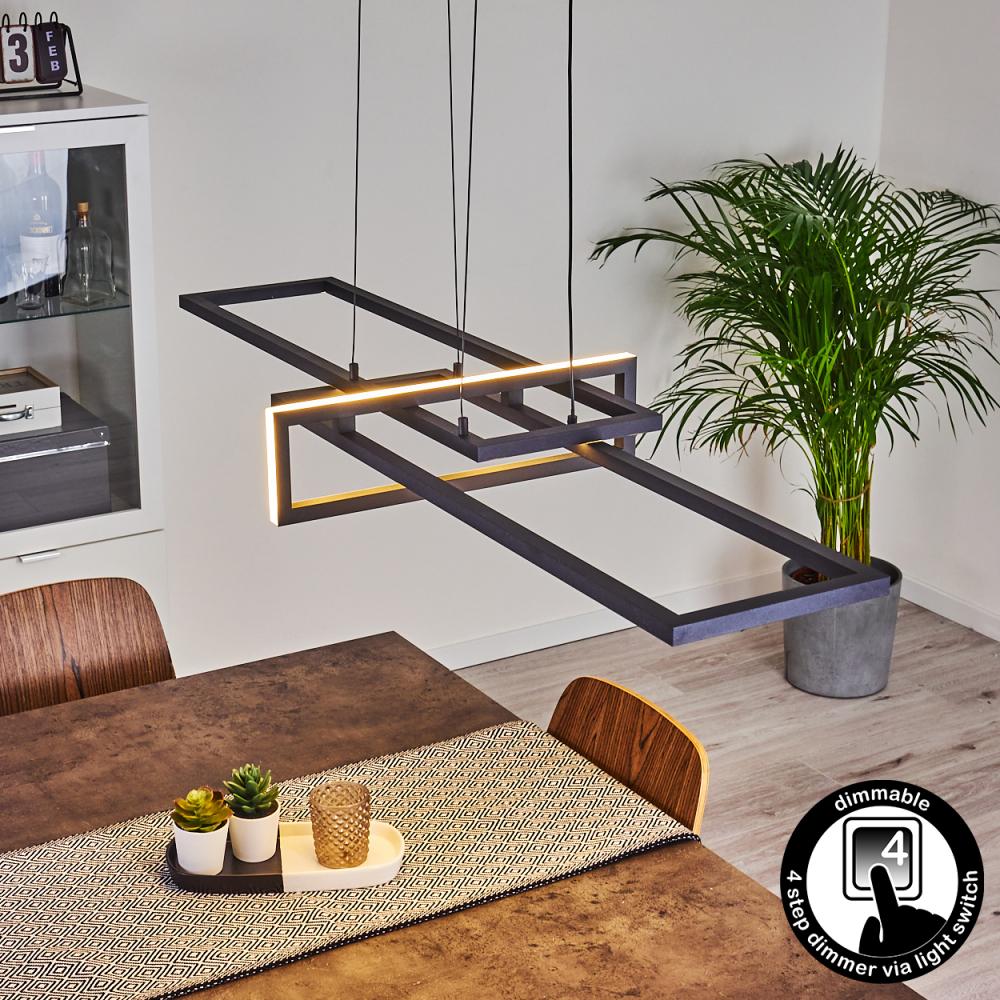 hofstein Pendelleuchte »Muina« dimmbare Hängelampe, Metall, Schwarz, weißer Kunststoffschirm, 3000 Kelvin, 1xLED 34 Watt, max. 4200 Lumen Bild 1