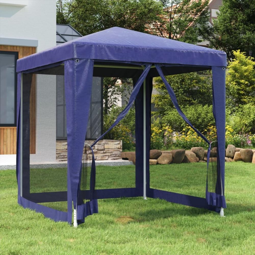 vidaXL Partyzelt mit 4 Mesh-Seitenwänden Blau 2x2 m HDPE 319217 Bild 1